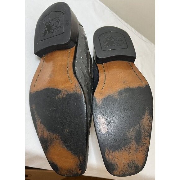 Stacy Adams Reptile Embossed Black Leather Square Toe Slip ON Shoe 10.5M Comfort - Picture 8 of 8